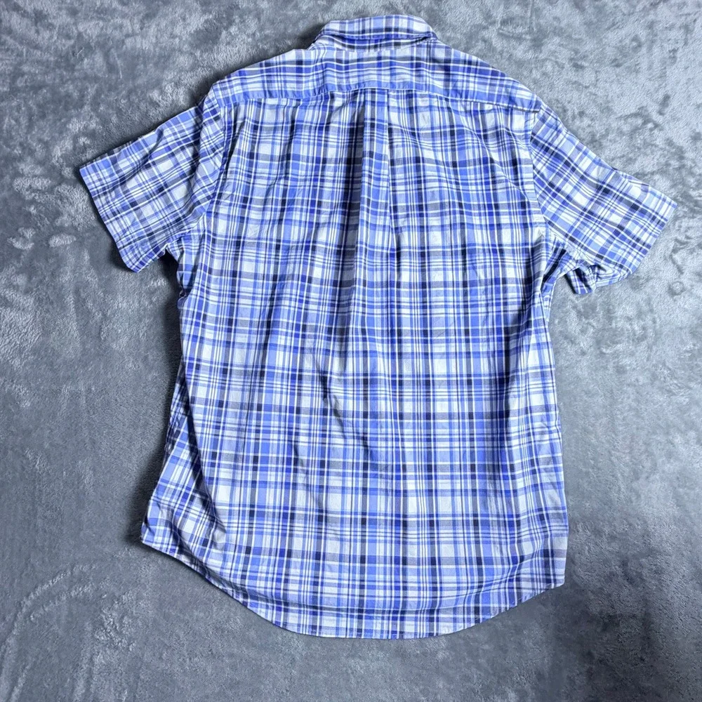 Polo‎ Ralph Lauren Mens LG Classic Fit Performance Plaid Short Sleeve Shirt Blue